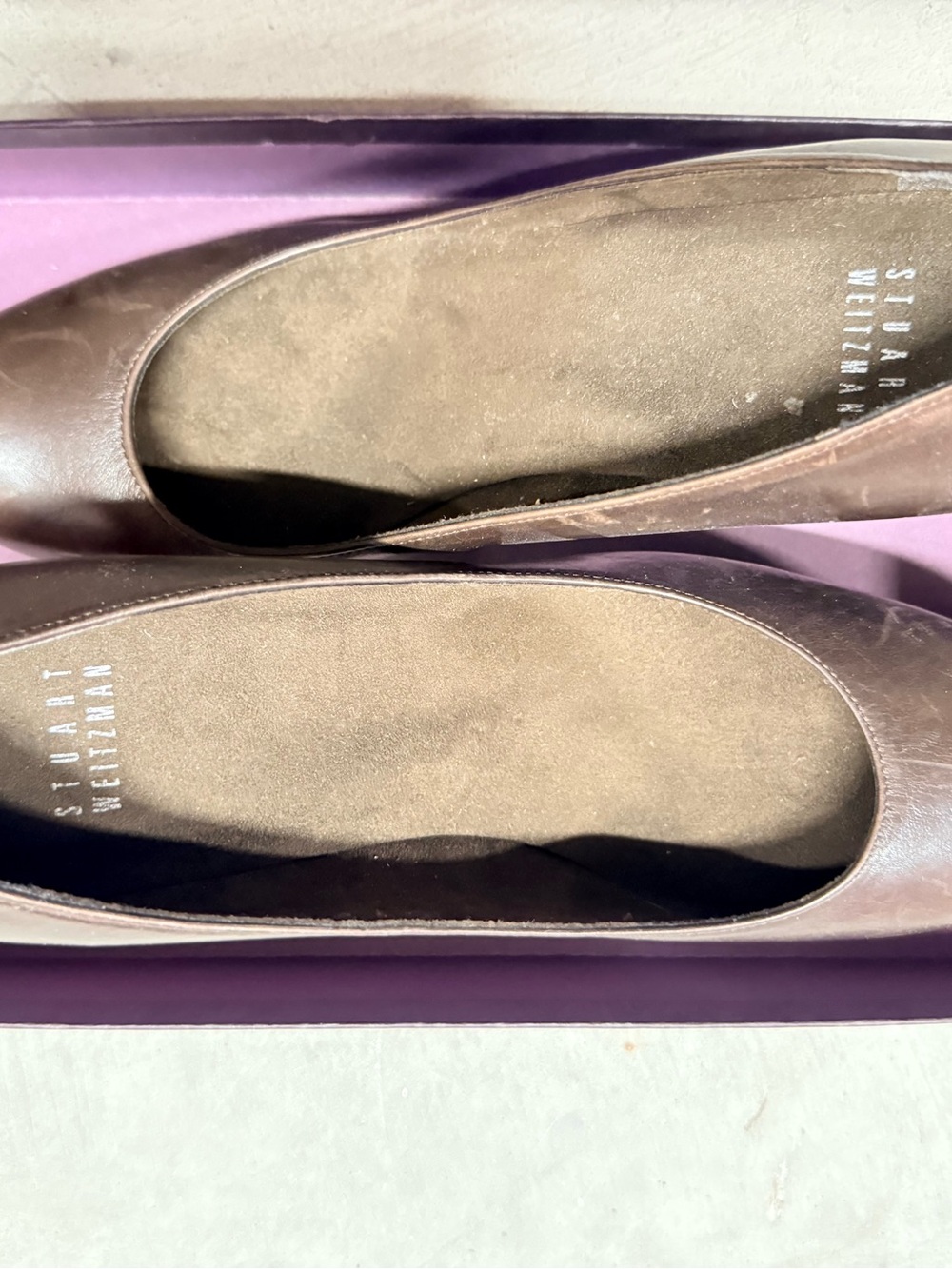 Stuart Weitzman Brown Leather Ballet Flats